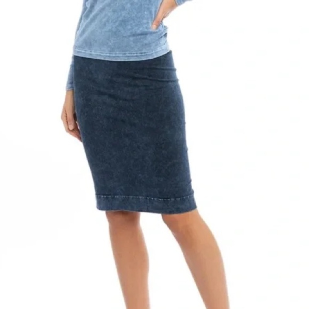 Hard Tail Navy Blue Mineral Wash Pencil Skirt